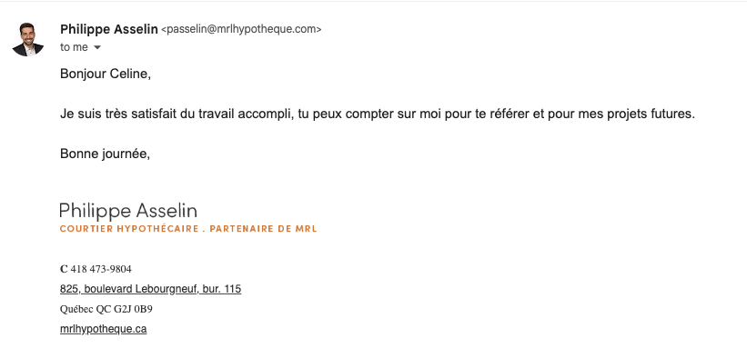 Capture du message de Philippe Asselin